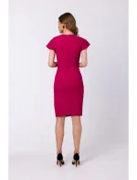 S336 Puzdrové šaty s opaskom - slivka S336 Puzdrové šaty s opaskom - slivka