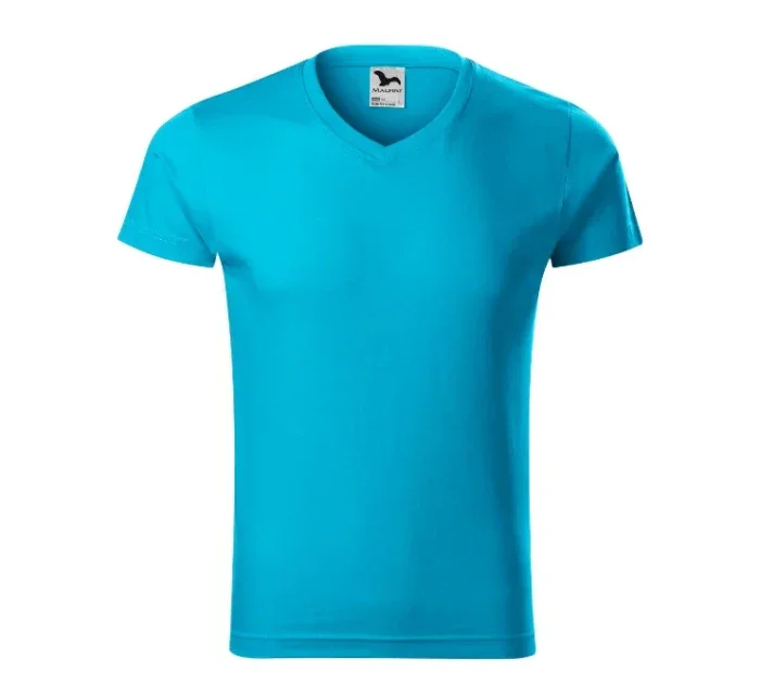 Slim Fit V-neck tričko pánské tyrkysová Slim Fit V-neck tričko pánské tyrkysová