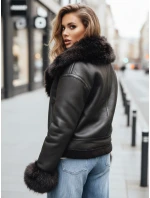 Dámská kožená bunda s kožešinou černá Dstreet model 22546848 - FashionStreet