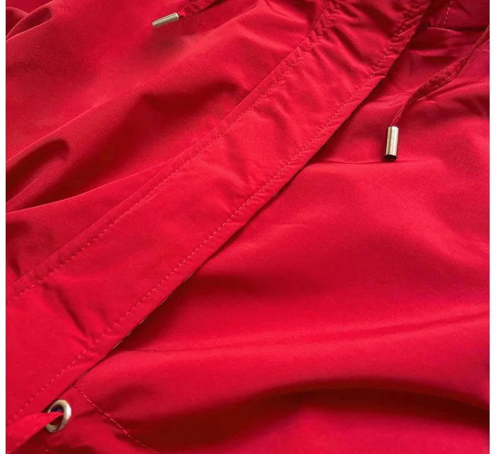 Červeno-šedá obojstranná dámska bunda parka (XW581X) Červeno-šedá obojstranná dámska bunda parka (XW581X)