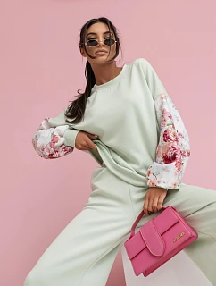 Ležérny set s buffovými rukávmi a širokými nohavicami (557)