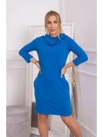 Šaty s kapucňou a vreckami chrpovo modré