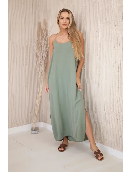 Dlouhé šaty bez ramínek světlá khaki Dlouhé šaty bez ramínek světlá khaki