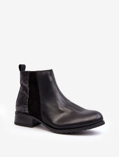 Dámské boty na plochém podpatku s cvočky černé model 21640531 - Boto