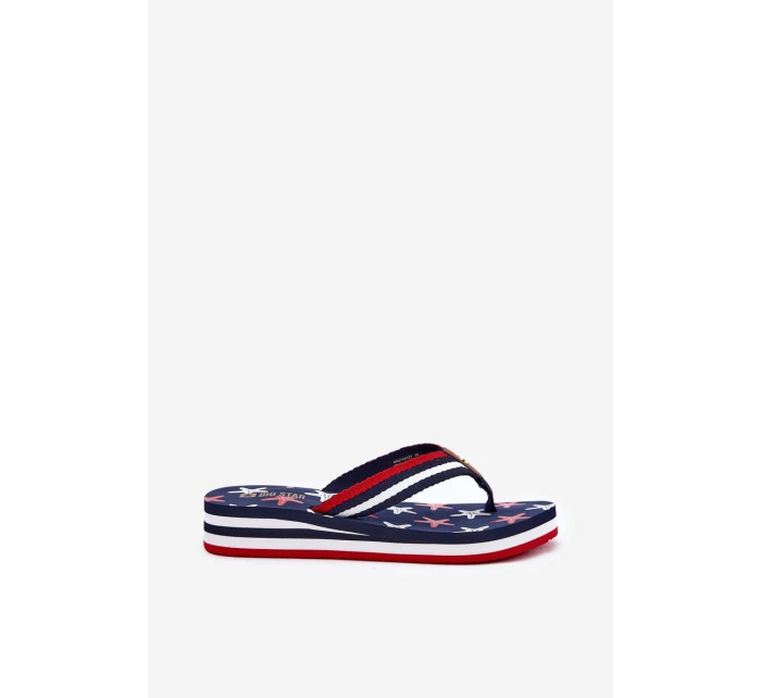 Dámské žabky na klínu Big Star model 21693870 tmavě modré - Big Star Shoes