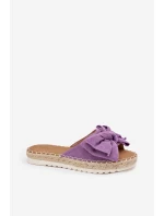Klapki Damskie Na Platformie Z Plecionką I Kokardką Fioletowe Alpireda Klapki Damskie Na Platformie Z Plecionką I Kokardką Fioletowe Alpireda