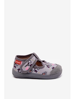 Dětské pantofle elastické na suchý zip šedé model 22101144 - Milami