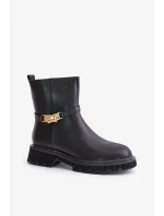 Dámske kožené členkové topánky s remienkom zateplené GOE Black Dámske kožené členkové topánky s remienkom zateplené GOE Black