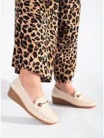 Dámske dizajnové hnedé mokasíny na klin