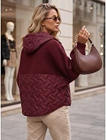 Dámska oversize prechodová bunda s kapucňou, bordová, FashionStreet TY5916 Dámska oversize prechodová bunda s kapucňou, bordová, FashionStreet TY5916