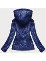 Tmavě modrá krátká dámská prošívaná bunda s kapucí model 14764904 - S'WEST Tmavě modrá krátká dámská prošívaná bunda s kapucí model 14764904 - S'WEST