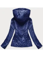 Tmavě modrá krátká dámská prošívaná bunda s kapucí model 14764904 - S'WEST