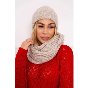 Dámská žebrovaná souprava beige model 18750577 - K-Fashion