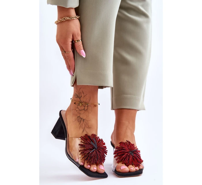 Módní pantofle na vysokém podpatku  Černá model 21617785 - S.Barski