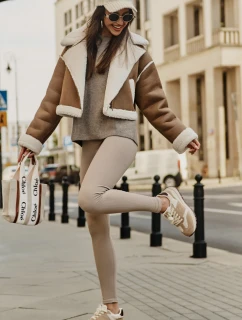 Ocieplane Sneakersy Damskie Skórzane Big Star OO274A317 HI-POLY SYSTEM Beżowe