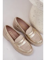 Skórzane Mokasyny Damskie Na Platformie I Płaskim Obcasie Zazoo 20191 Złote