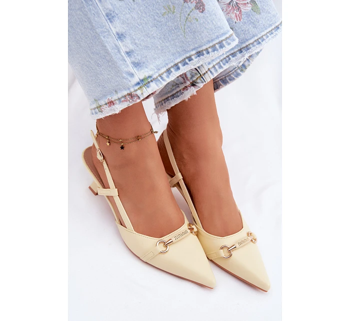 Ženské sandály na podpatku se špičatými špičkami Žluté Felessa