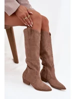 Dámské kovbojky na podpatku – béžové model 21848572 - Kesi