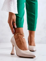 Dámske lodičky na ihličkovom podpätku 6AD/23 Béžová - LEWSKI