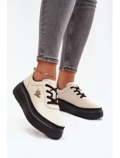 Dámske poltopánky 41495 Light beige with black - VINCEZA