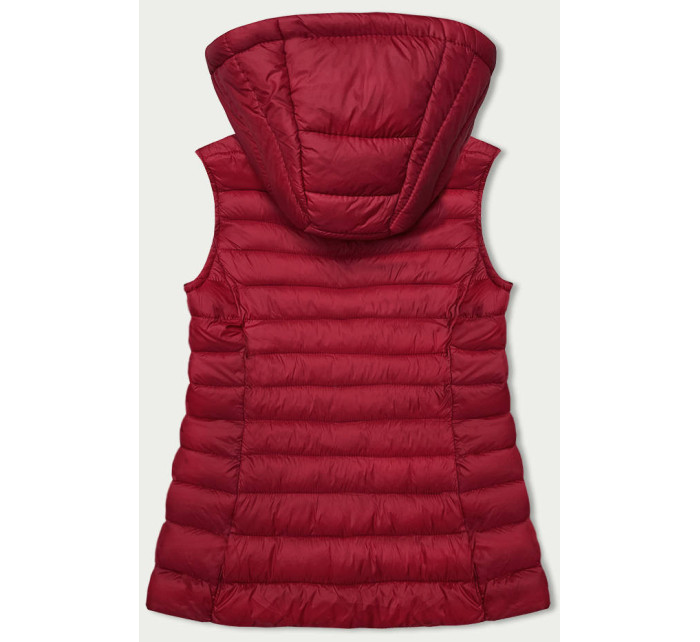 Červená dámska prešívaná vesta s kapucňou (16M9139-270)