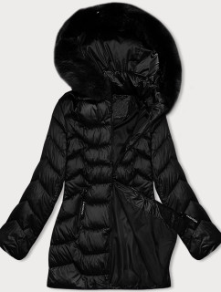 Čierna prešívaná dámska bunda s kapucňou S'west (B8169-1)