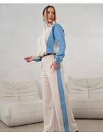 Mikinový set mikina na zips + široké nohavice béžovo-modrá (821151) Mikinový set mikina na zips + široké nohavice béžovo-modrá (821151)