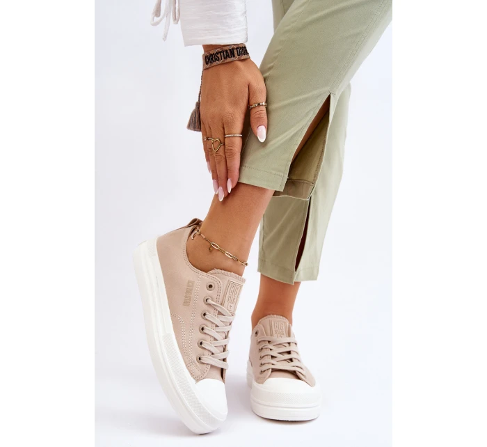 Niskie Sznurowane Tenisówki Big Star LL274969 Beżowe