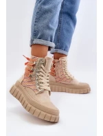 Wysokie Trampki Damskie Na Masywnej Platformie Beżowe Kernia Wysokie Trampki Damskie Na Masywnej Platformie Beżowe Kernia