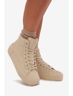 Ocieplane Trampki Damskie Na Platformie Big Star OO274795 Beżowe Ocieplane Trampki Damskie Na Platformie Big Star OO274795 Beżowe