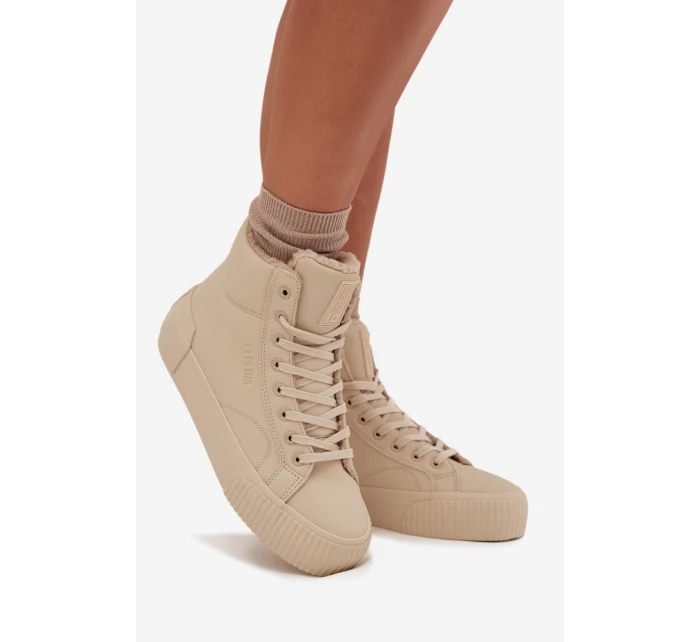 Ocieplane Trampki Damskie Na Platformie Big Star OO274795 Beżowe Ocieplane Trampki Damskie Na Platformie Big Star OO274795 Beżowe