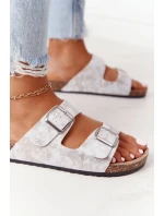 Dámske strieborné papuče Vivio