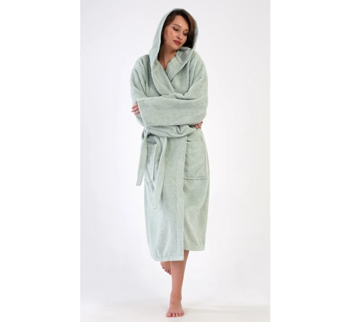 Dámsky dlhý župan s kapucňou Mint