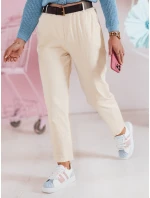 Dámské volnočasové kalhoty s páskem světle žluté Dstreet model 21985714 - FashionStreet