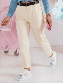Dámské volnočasové kalhoty s páskem světle žluté Dstreet model 21985714 - FashionStreet