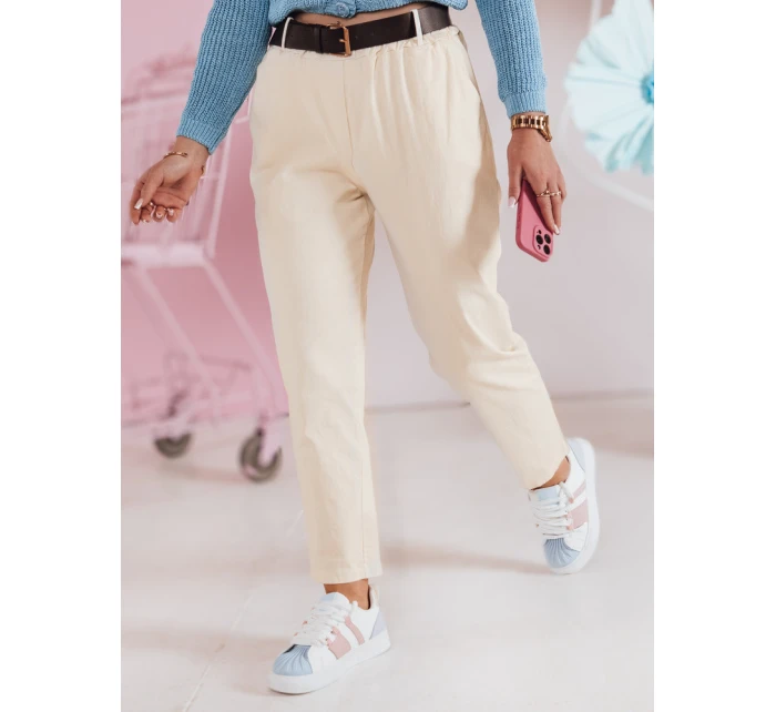 Dámské volnočasové kalhoty s páskem světle žluté Dstreet model 21985714 - FashionStreet