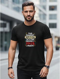 Pánske tričko TRUE MEN s potlačou čierne FashionStreet NX0104R