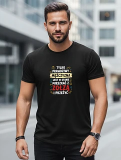 Pánske tričko TRUE MEN s potlačou čierne FashionStreet NX0104R