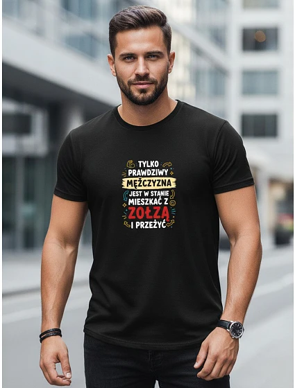 Pánske tričko TRUE MEN s potlačou čierne FashionStreet NX0104R