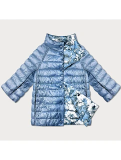 Dámska obojstranná bunda s 3/4 rukávmi Minority svetlo modrá/floral (M23-7009-50)