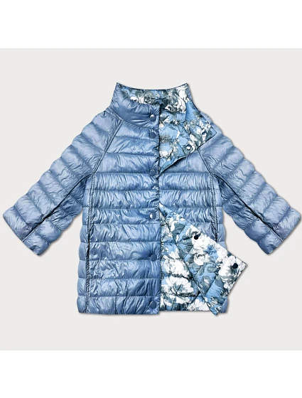 Dámska obojstranná bunda s 3/4 rukávmi Minority svetlo modrá/floral (M23-7009-50)