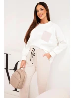 Dámska maslová súprava s kontrastným vreckom béžová