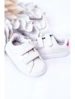 Dziecięce Tenisówki Na Rzepy Biało-Tęczowe Cute Girl