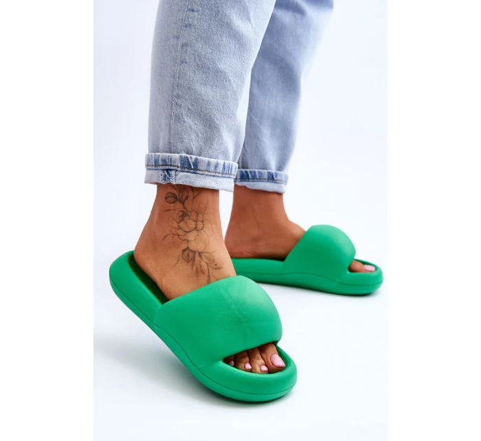 Lekkie Piankowe Damskie Klapki Na Platformie Zielone Milton
