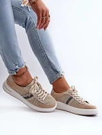 Sneakersy Skórzane Damskie D&A LR110 Beżowe