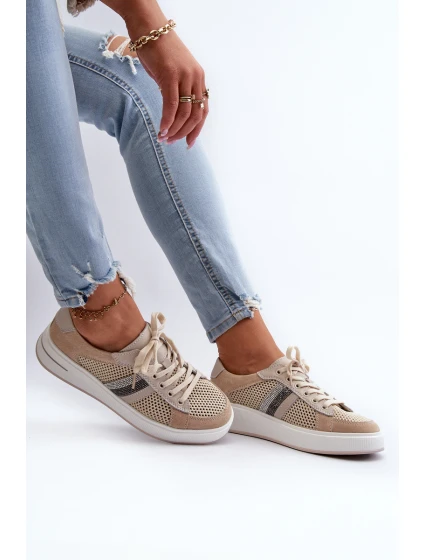 Dámské kožené tenisky D&A model 21659731 béžové - S.Barski