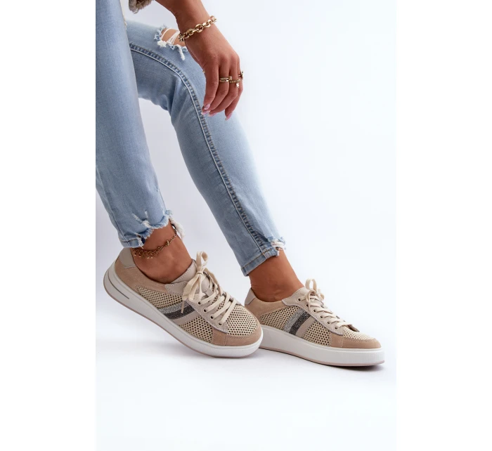 Dámské kožené tenisky D&A model 21659731 béžové - S.Barski