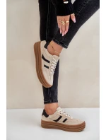 Semišové tenisky na platformě béžové model 21679942 - Zazoo