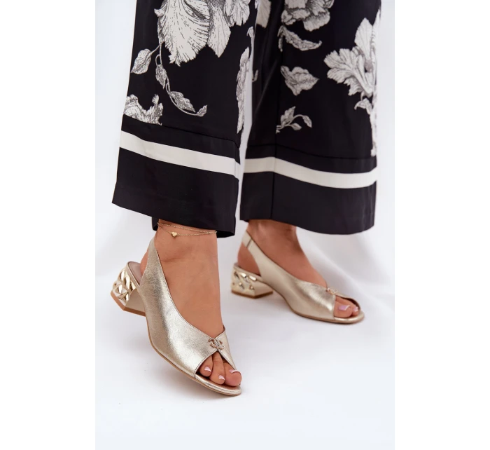 Kožené elegantní dámské sandály model 21691879 zlaté - CheBello