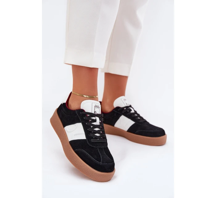 Zamszowe Sneakersy Damskie Daniel Lopez Just Dare SS2D4021 Czarne Zamszowe Sneakersy Damskie Daniel Lopez Just Dare SS2D4021 Czarne